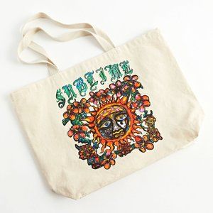 Sublime Sun Logo Colorful Floral Print Tan Tote Bag